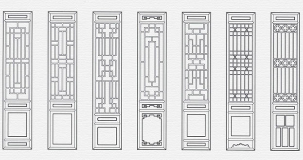 盐湖常用中式仿古花窗图案隔断设计图